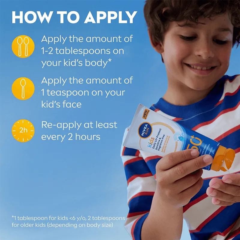 Bild 5 för NIVEA Sun KIDS Daily UV Protect Sensitive & Fragrance-free SPF 50