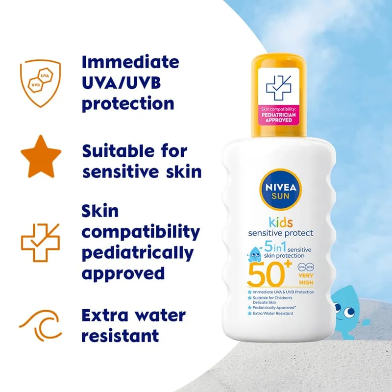 Bild 2 för NIVEA Sun Kids Protect & Sensitive Spray SPF50+ - 200 ml