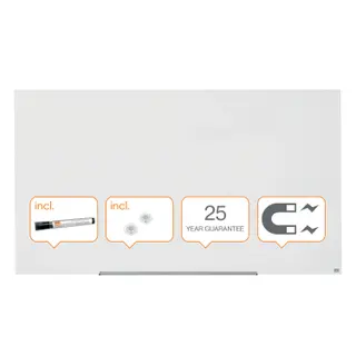 Produktfoto för Nobo Whiteboard, Glastavla i widescreenformat, väggmonterad, magnetisk glasyta, 85'', klarvit