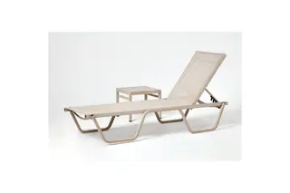 Produktfoto för NORDV&Auml;RK Asos sols&auml;ng och sidobord f&ouml;r utomhusbruk - beige vinylbelagd polyester och aluminium (set om 2)