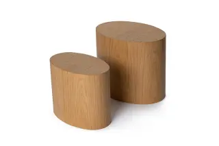 Produktfoto för NORDV&Auml;RK Elipse sidobord, ovalt - naturlig ekfaner (set om 2)