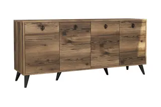 Produktfoto för NORDV&Auml;RK Elite konsolbord, w. 4 d&ouml;rrar, 2 hyllor - valn&ouml;tsmelamin och plast (180x45)