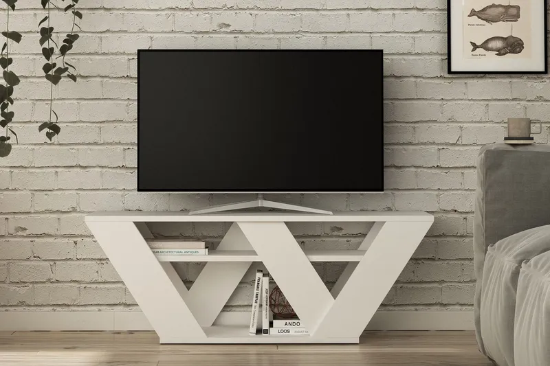 Bild 2 för NORDV&Auml;RK Pipralla TV-bord, w. 1 hylla - vit melamin (110x30)