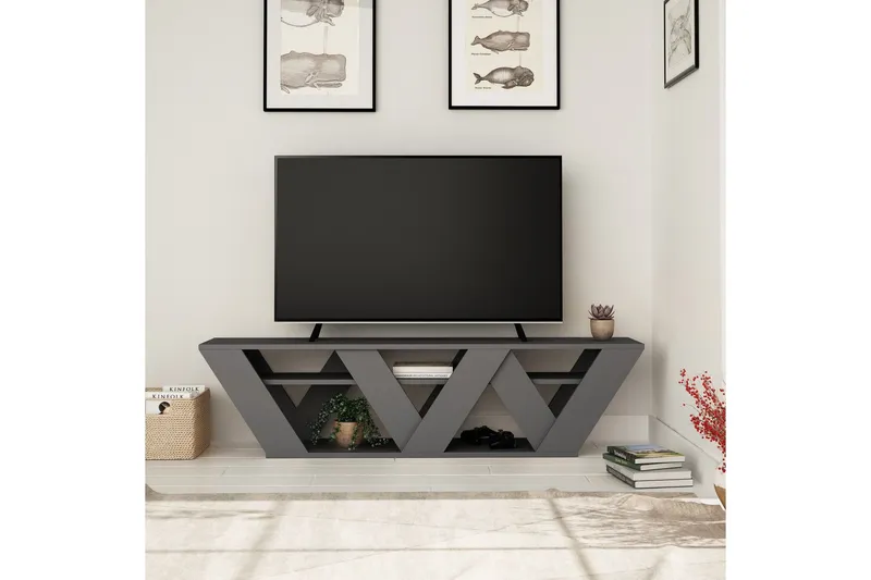 Bild 2 för NORDV&Auml;RK Ralla TV-bord, m 1 hylla - antracitgr&aring; melamin (158x30)