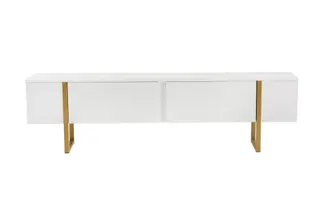 Produktfoto för NORDV&Auml;RK Serenity TV-bord, w. 2 d&ouml;rrar - vit melamin och guld (180x29,5)