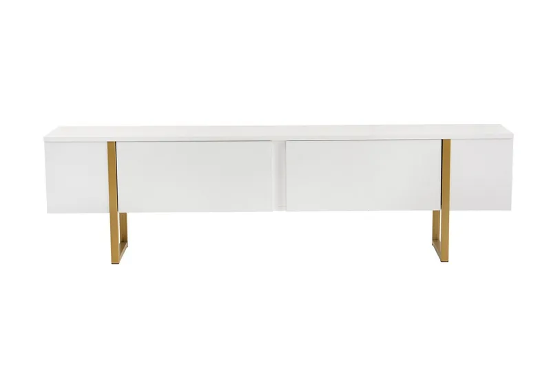 Bild 1 för NORDV&Auml;RK Serenity TV-bord, w. 2 d&ouml;rrar - vit melamin och guld (180x29,5)