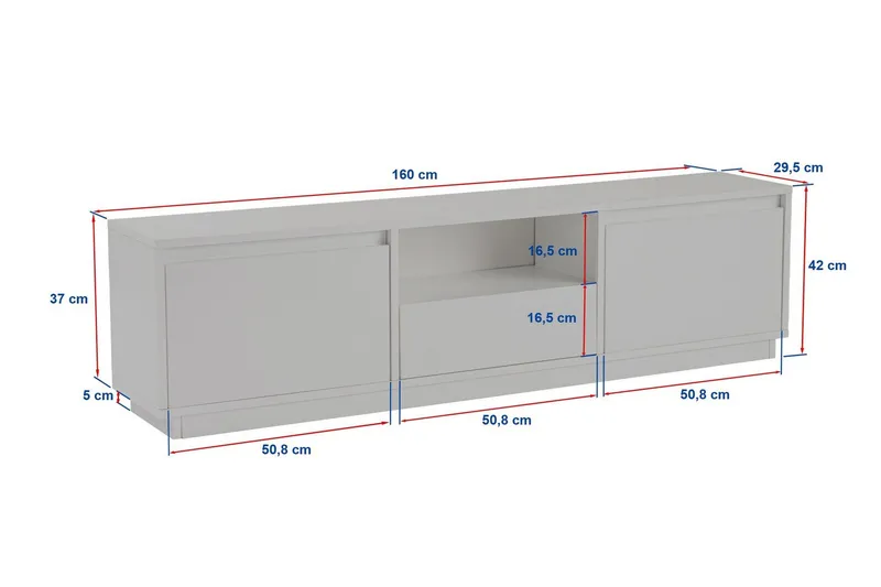 Bild 2 för NORDV&Auml;RK Vanguard TV-bord, w. 3 d&ouml;rrar och 1 fack - svart tr&auml;melamin (160x29,5)