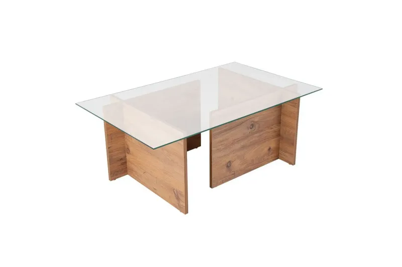Bild 1 för NORDV&Auml;RK Vetrino soffbord, rektangul&auml;rt - glas och melamin i atlantisk furu (105x65)