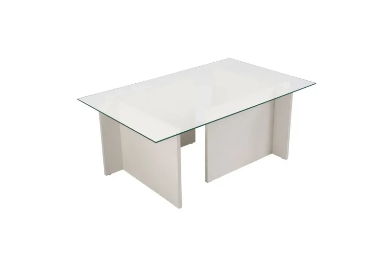 Bild 1 för NORDV&Auml;RK Vetrino soffbord, rektangul&auml;rt - glas och vit tr&auml;melamin (105x65)