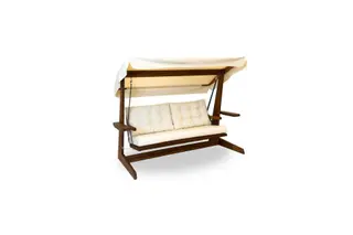 Produktfoto för NORDV&Auml;RK Viva 2400 utomhus trippel h&auml;ngsoffa - beige polyestertyg och grantr&auml;