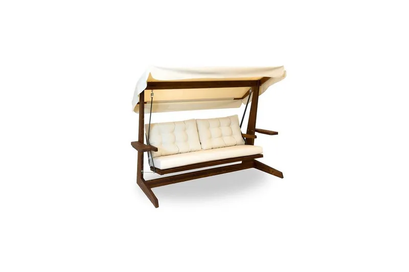 Bild 1 för NORDV&Auml;RK Viva 2400 utomhus trippel h&auml;ngsoffa - beige polyestertyg och grantr&auml;