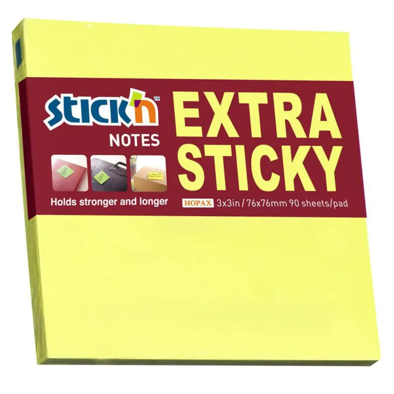 Alternativ bild 0 för Notes Stick'N Extra Sticky gul 76x76mm 90blade - (12 stk.)
