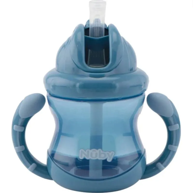 Bild 1 för Nuby Twin Handle Flip It Mugg Blå +12m 240 ml