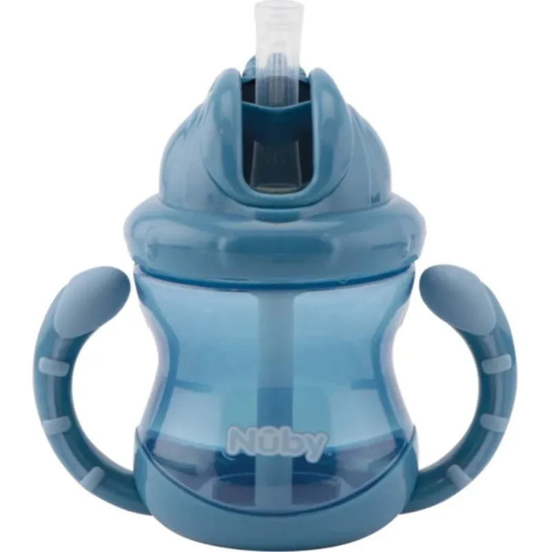 Bild 2 för Nuby Twin Handle Flip It Mugg Blå +12m 240 ml