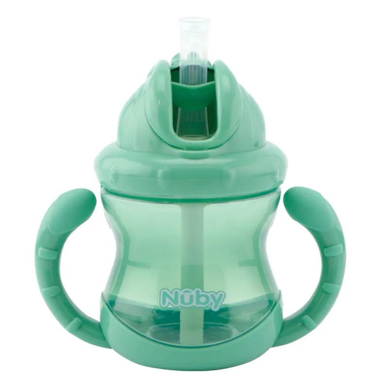 Bild 2 för Nuby Twin Handle Flip It Mugg Grön +12m 240 ml