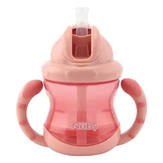 Produktfoto för Nuby Twin Handle Flip It Mugg Rosa +12m 240 ml