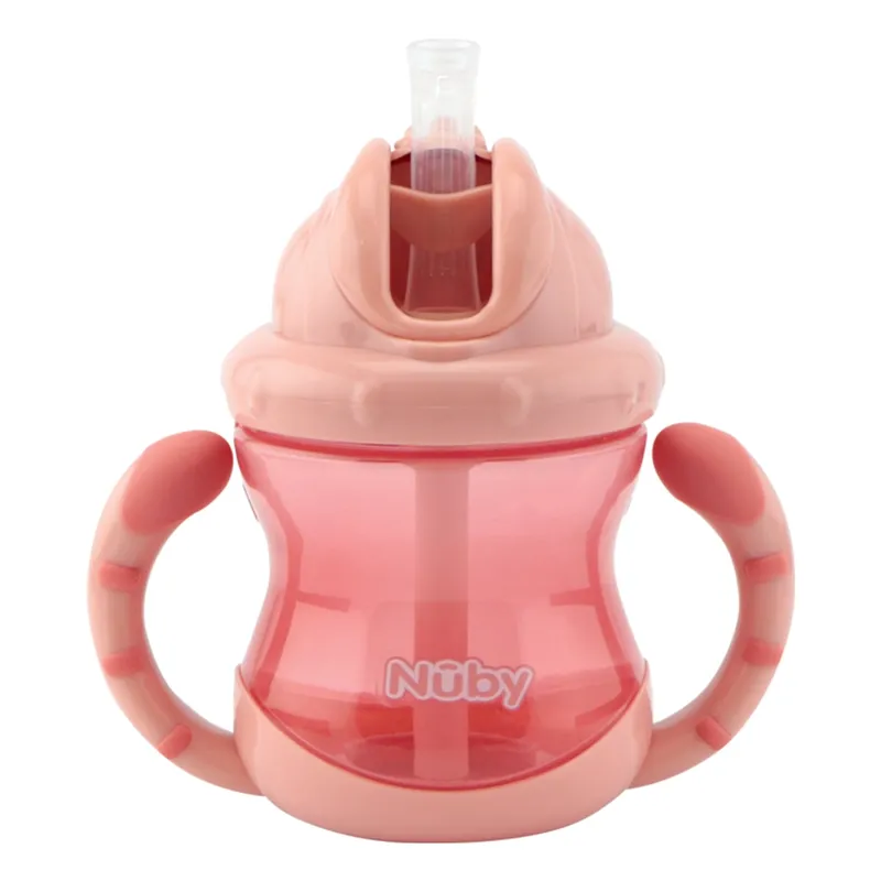 Bild 2 för Nuby Twin Handle Flip It Mugg Rosa +12m 240 ml