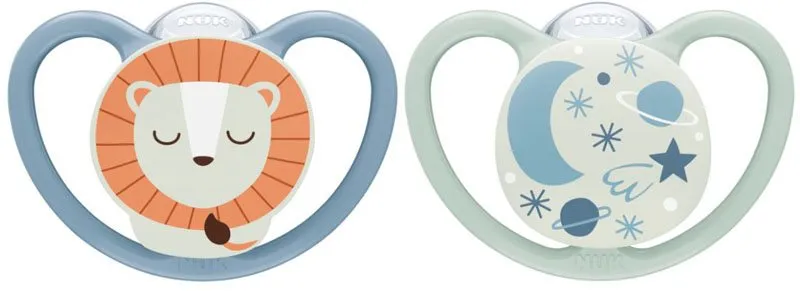 Bild 1 för NUK napp Pacifier Space Night & Day 2-pack 0-6 mån, lejon