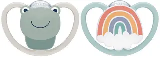 Produktfoto för NUK napp Pacifier Space silikon 2-pack 0-6 mån, groda