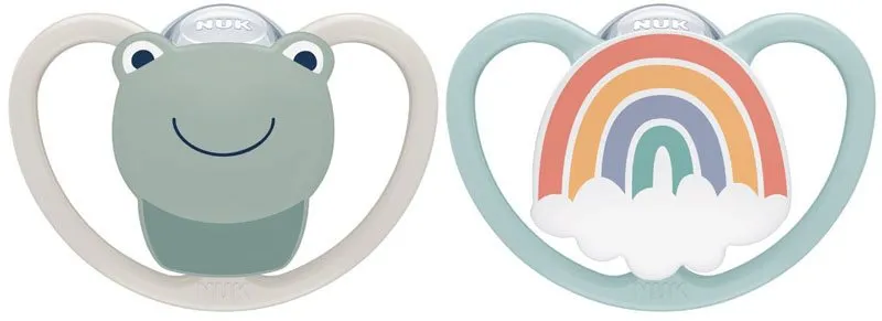 Bild 1 för NUK napp Pacifier Space silikon 2-pack 0-6 mån, groda