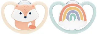 Produktfoto för NUK napp Pacifier Space silikon 2-pack 0-6 mån, räv