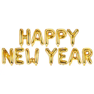 Produktfoto för Nyårsfest Bokstavsballonger "HAPPY NEW YEAR" Guld
