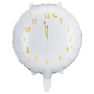 Produktfoto för Nyårsfest Folieballong Klocka Vit 45cm