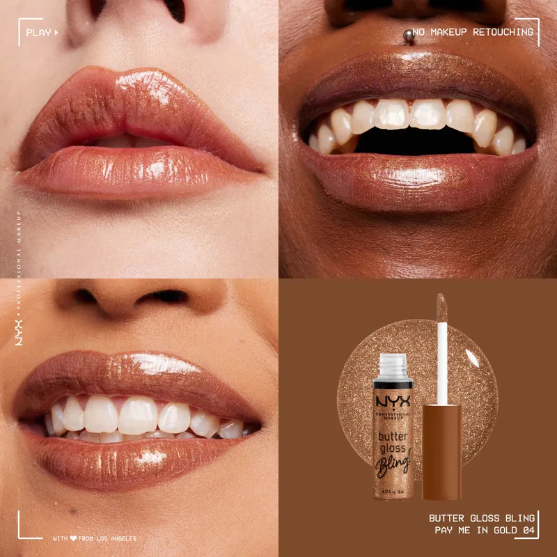 Bild 2 för NYX PROFESSIONAL MAKEUP Butter Gloss Bling 04 Pay Me In Gold