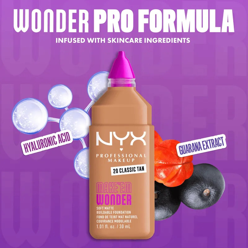 Bild 5 för NYX PROFESSIONAL MAKEUP Make Em Wonder Foundation 20 Classic Tan