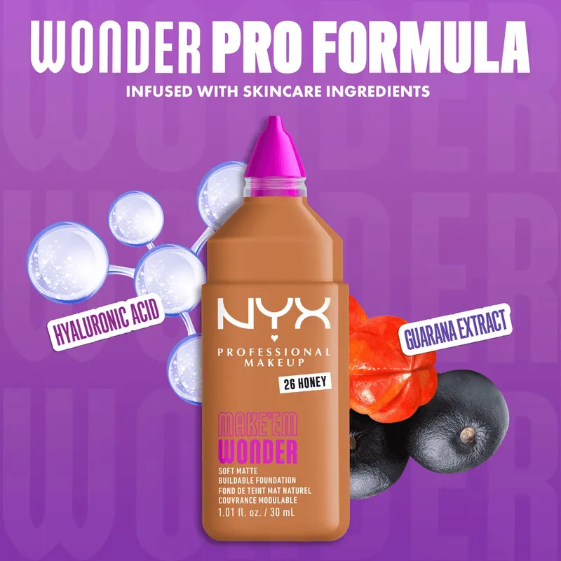 Bild 5 för NYX PROFESSIONAL MAKEUP Make Em Wonder Foundation 26 Honey