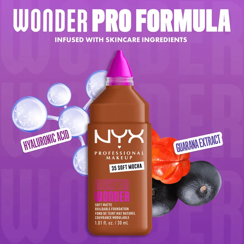 Bild 5 för NYX PROFESSIONAL MAKEUP Make Em Wonder Foundation 35 Soft Mocha