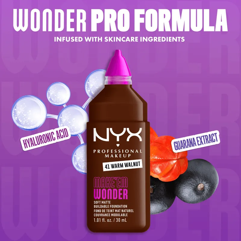 Bild 5 för NYX PROFESSIONAL MAKEUP Make Em Wonder Foundation 41 Warm Walnut