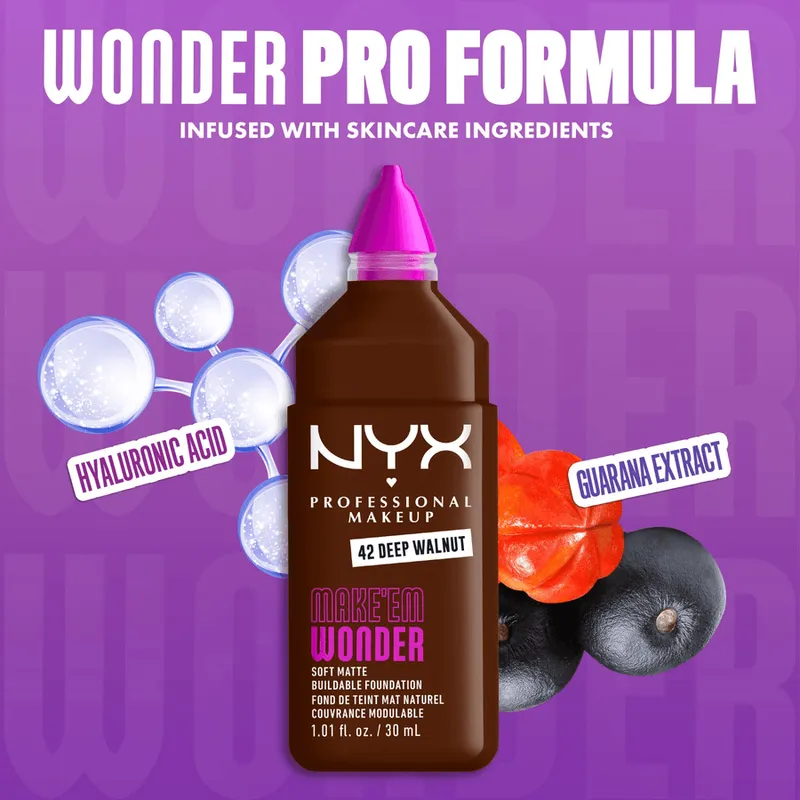 Bild 5 för NYX PROFESSIONAL MAKEUP Make Em Wonder Foundation 42 Deep Walnut