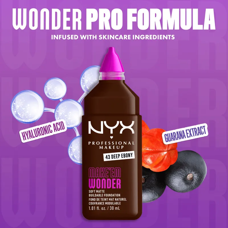 Bild 5 för NYX PROFESSIONAL MAKEUP Make Em Wonder Foundation 43 Deep Ebony