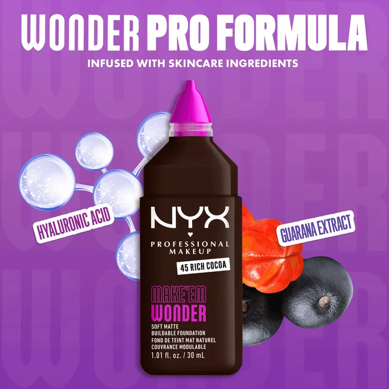 Bild 5 för NYX PROFESSIONAL MAKEUP Make Em Wonder Foundation 45 Rich Cocoa