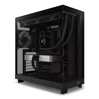 Produktfoto för NZXT H series H6 Flow - Mid tower - ATX - genomskinlig sidopanel (härdat glas) - ingen strömförsörjning - mattsvart - USB/ljud