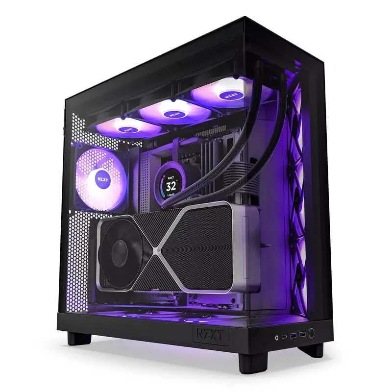 Alternativ bild 0 för NZXT H series H6 Flow RGB - Mid tower - ATX - genomskinlig sidopanel (härdat glas) - ingen strömförsörjning - mattsvart - USB/ljud