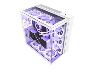 Produktfoto för NZXT H series H9 Elite - Mid tower - ATX - genomskinlig sidopanel (härdat glas) - ingen strömförsörjning - matt vit - USB/ljud