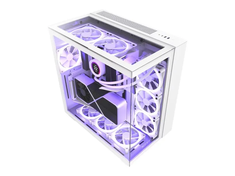 Alternativ bild 0 för NZXT H series H9 Elite - Mid tower - ATX - genomskinlig sidopanel (härdat glas) - ingen strömförsörjning - matt vit - USB/ljud