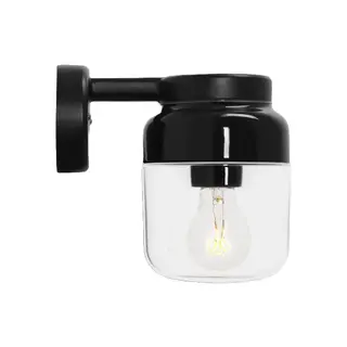 Produktfoto för Ohm Wall Vägglampa LED E27 Svart 140/205 Klarglas IP44