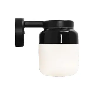 Produktfoto för Ohm Wall Vägglampa LED E27 Svart 140/205 Opalglas IP44