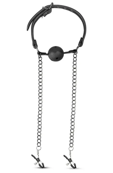 Bild 2 för Open Ball Gag With Nipple Clamps