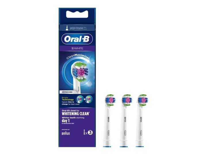 Alternativ bild 0 för Oral-B 3D White CleanMaximiser - Extra tandborsthuvud - till tandborste - vit (paket om 3) - för ProfessionalCare 3000  ProfessionalCare 5000  7000  Pulsonic SmartSeries  Vitality