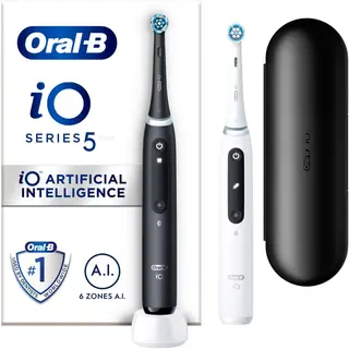 Produktfoto för Oral-B iO 5 Svart och Vit Eltandborste 2-pack