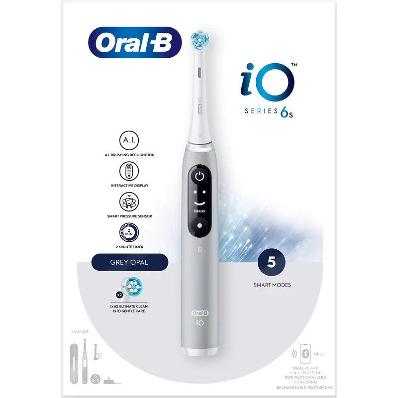 Bild 2 för Oral-B iO 6S Grå Eltandborste med extra Tandborsthuvud