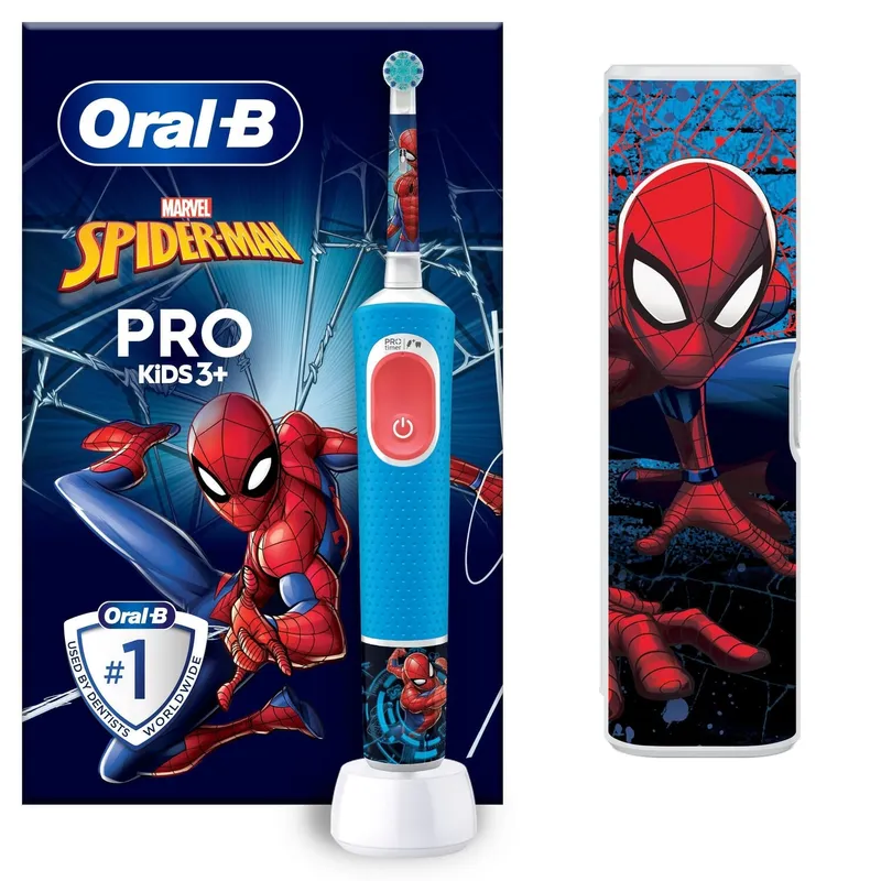 Bild 2 för Oral-B Pro Kids Spider-Man Eltandborste för Barn Designed By Braun