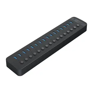 Produktfoto för Orico Hubb 16xUSB-A 3.0 med Strömbrytare - Svart