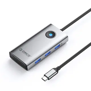 Produktfoto för Orico Hubb 3xUSB-A 3.0 1xUSB-C 2.0 1xHDMI - Grå