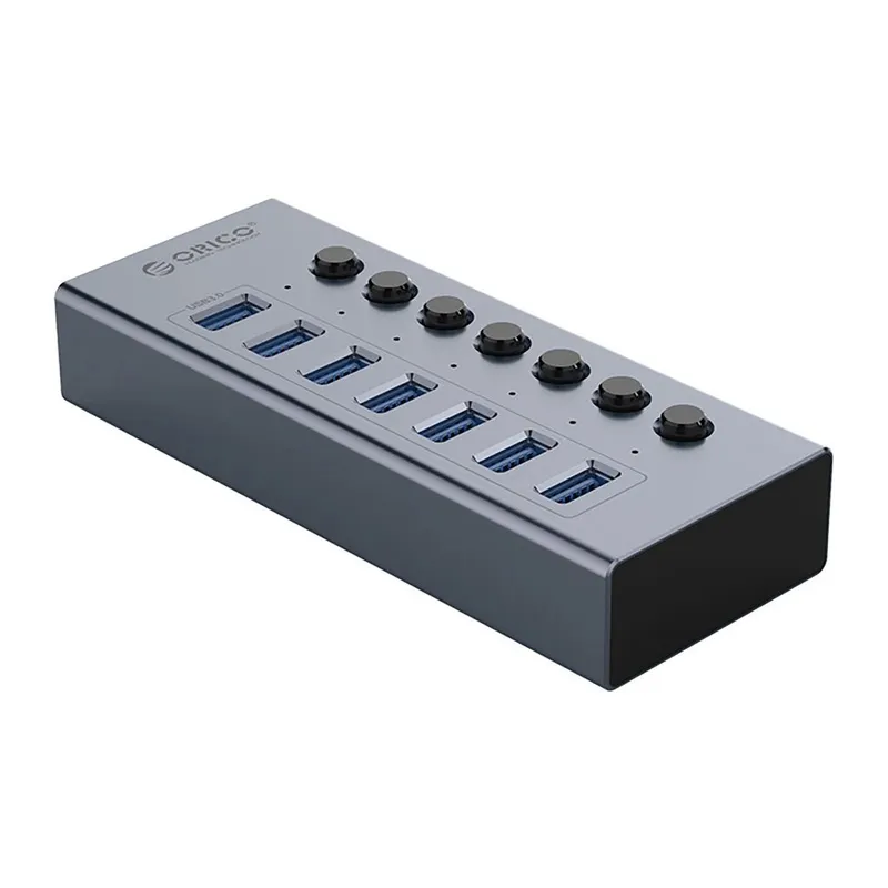 Alternativ bild 0 för Orico Hubb 7xUSB-A 3.0 med Strömbrytare - Grå