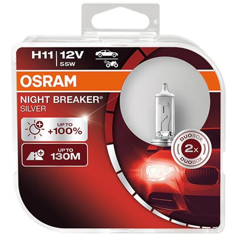 Alternativ bild 0 för Osram Billampor Night Breaker Silver - H11 - 55W - 12V - 2 st.